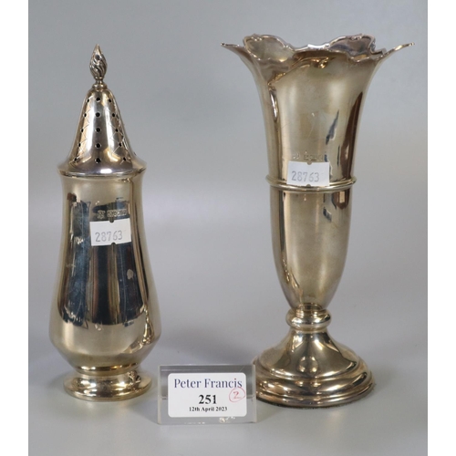 251 - 20th century silver sugar sifter, Birmingham hallmarks, 4.6 troy ozs approx, together with an early ... 