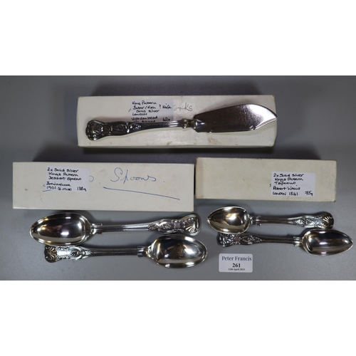 261 - Two 19th century silver Kings pattern tea spoons by Robert Wallis of London 1841.  2.4 troy ozs appr... 