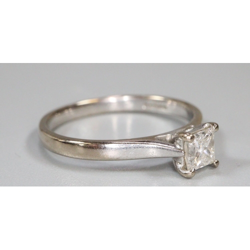 275 - Diamond solitaire ring.  Princess cut diamond set in 18ct white gold.  Ring size L.  Approx weight 2... 