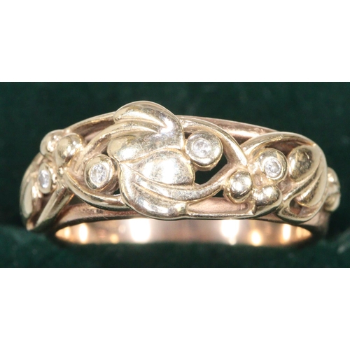 276 - Clogau gold Tree of Life ring in 9ct gold set with diamonds.  Ring size O.  Approx weight 5.1 grams.... 