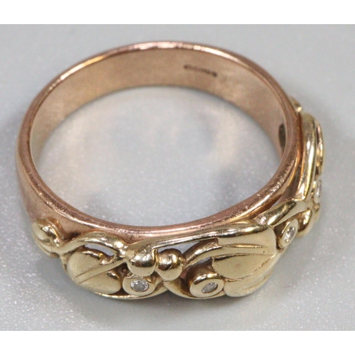 276 - Clogau gold Tree of Life ring in 9ct gold set with diamonds.  Ring size O.  Approx weight 5.1 grams.... 