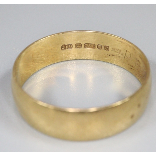 284 - 18ct gold wedding ring.  Ring size N&1/2.  Approx weight 2.6 grams.
(B.P. 21% + VAT)