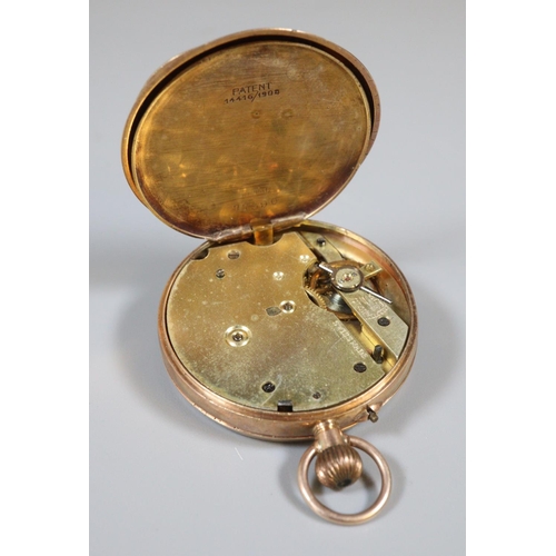 325 - 19th century 9ct gold outer cased fancy keyless fob watch with engine turned Roman face and foliate ... 