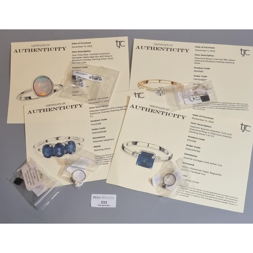 333 - Collection of TJC gemset jewellery set in silver with certificates.
(B.P. 21% + VAT)