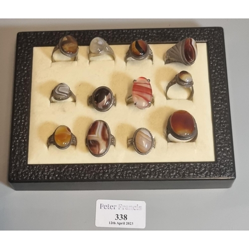 338 - Collection of rings set with agate, glass etc.
(B.P. 21% + VAT)