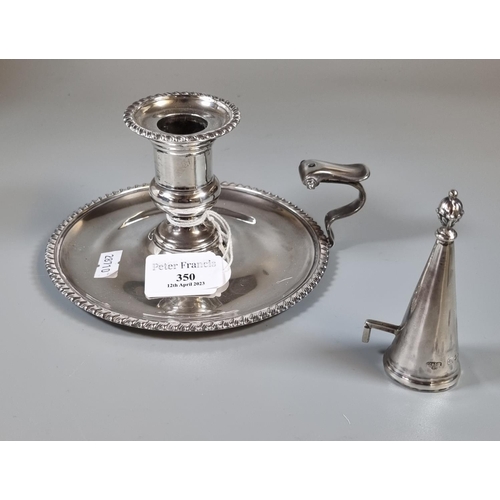 350 - Silver chamber candlestick in Georgian style with gadrooned edges, made for Goldsmiths company Regen... 