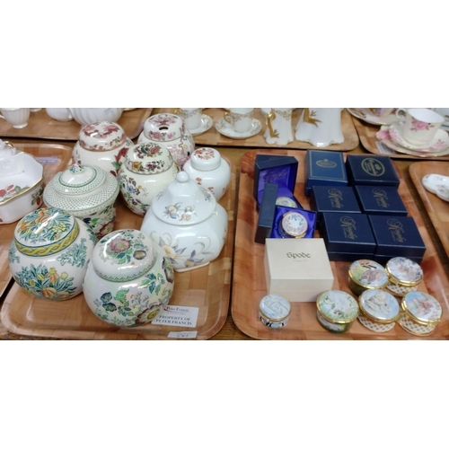 371 - Four trays of china, to include: six Imperial Fine English trios, a collection of ginger jars, mostl... 