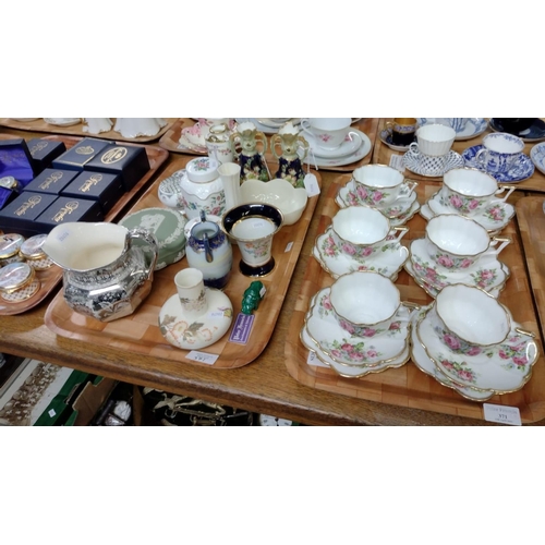 371 - Four trays of china, to include: six Imperial Fine English trios, a collection of ginger jars, mostl... 