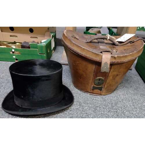 375 - Lincoln Bennett & Co. Sackville Street, Piccadilly, London, black fur felt top hat in velvet lined l... 