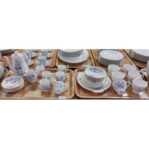 380 - Two trays of Royal Albert English bone china 'Friendship' series, 'Sweetpea' design tea and coffee w... 