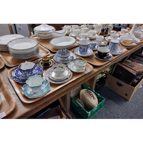 382 - Three trays of coffee and teaware; trios to include: Noritake, Wilton Lily, Aynsley, Japanese porcel... 