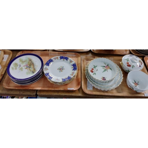 406 - Three trays of china to include: Royal Worcester 'Evesham' design oven to tableware flan dishes, sma... 