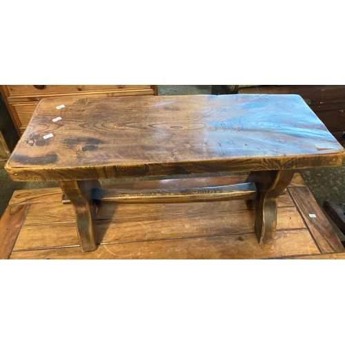 587 - Elm trestle ended occasional table/stool.   (B.P. 21% + VAT)