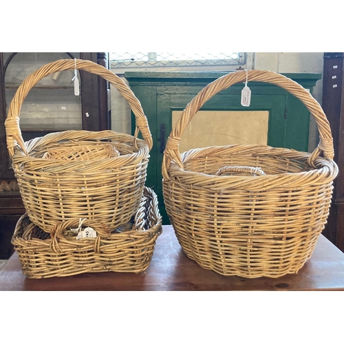 591 - Group of eight assorted wicker baskets, various.   (B.P. 21% + VAT)