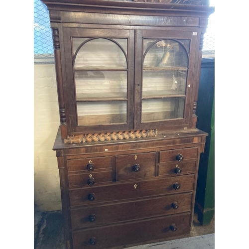 598 - Early 19th century Scotch chest together with associated glazed oak top.   (B.P. 21% + VAT)