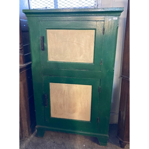 599 - Two door painted pine food cupboard.   (B.P. 21% + VAT)