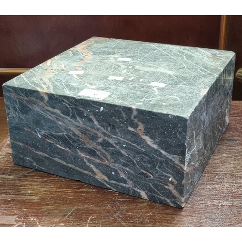 84 - Veined marble square clock/garniture base.  27x27x13.5cm approx.  (B.P. 21% + VAT)