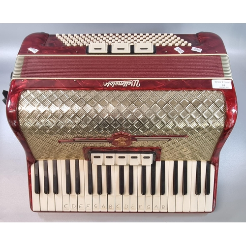 93 - Vintage Weltmeiste mother of pearl decorated accordion.  (B.P. 21% + VAT)