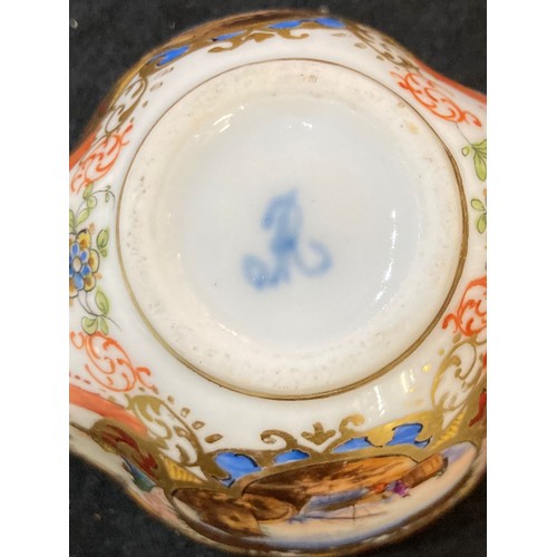 5 - Continental porcelain, hand painted and gilded tea cup and saucer with vignettes of nautical/marine ... 