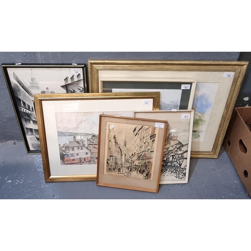 154 - Group of assorted furnishing pictures, various including: Venetian scenes and other landscapes in wa... 