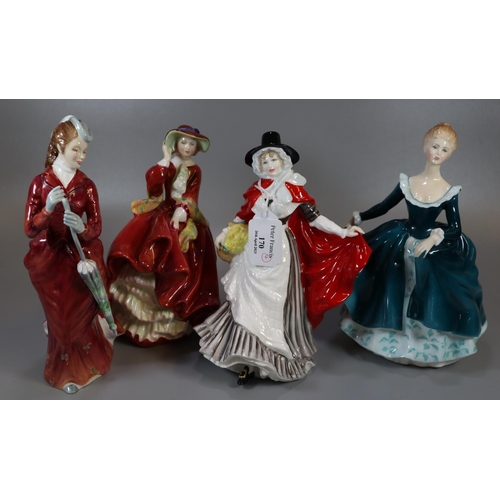 170 - Three Royal Doulton bone china figurines to include; Royal Doulton Classics 'Y Gymraes- Welsh Lady E... 