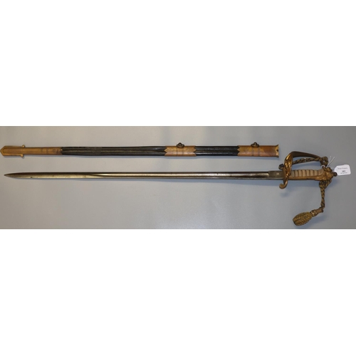 183 - British Naval Officer's sword by R Gaunt & Son later Edward Thurkles of London & Birmingham, having ... 