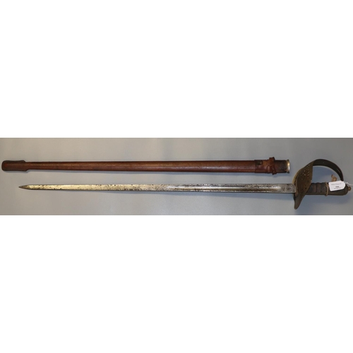 184 - George V British Army Officer's sword with pierced hilt, shark skin wire bound grip, fullered single... 