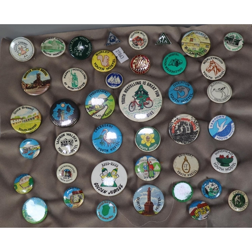 198 - Collection of youth hostel brooches: Bridport, Litton Cheney, Saffron Walden, Houghton Mill, Corris,... 