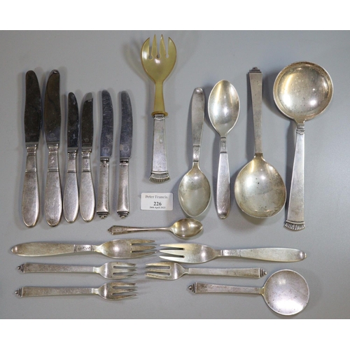 226 - Collection of mainly Danish silver flatware, impressed marks Sterling Denmark 925.  24 troy oz appro... 