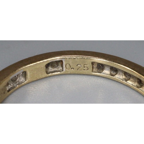 242 - 9ct gold diamond eternity ring, 2.1g approx.  Ring size O+1/2.  (B.P. 21% + VAT)