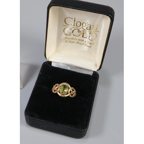 245 - 9ct gold Peridot ring, 2.4g approx.  Ring size J.  (B.P. 21% + VAT)