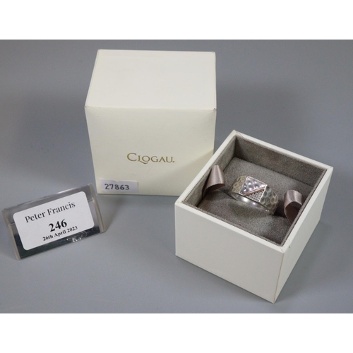 246 - Welsh Clogau silver and 9ct rose gold men's dragon scale ring, in original box and Clogau bag.  7g a... 