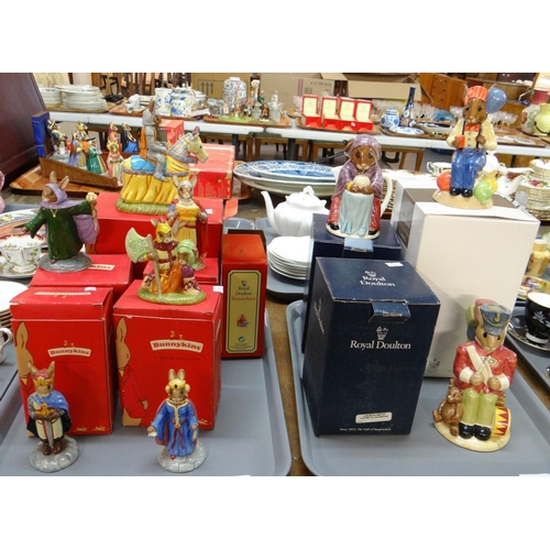 370 - Two trays of Royal Doulton boxed Bunnykins items to include: three character jugs; 'Toy Soldier Bunn... 