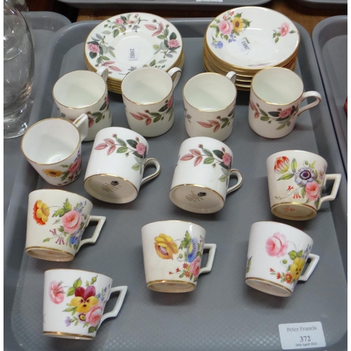 372 - Wedgwood bone china 'Hathaway Rose' coffee cans and saucers, together with 19th century Derby cups a... 