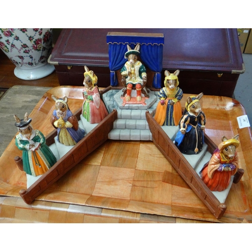 387 - Group of Royal Doulton Bunnykins items; boxed figures of Henry VIII and his six wives with the Tudor... 