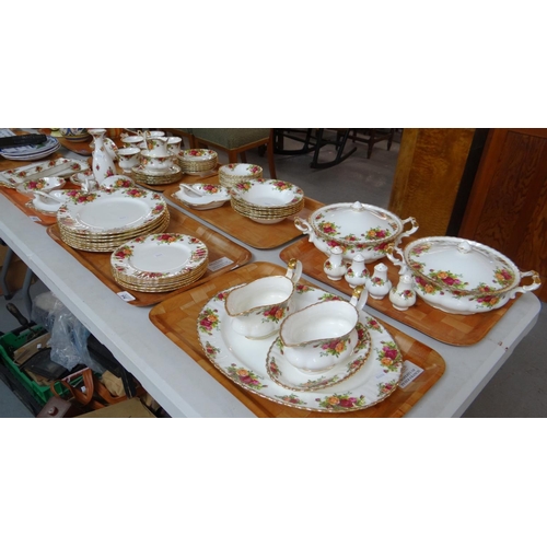 398 - Six trays of Royal Albert 'Old Country Roses' design English bone china to include: various plates, ... 