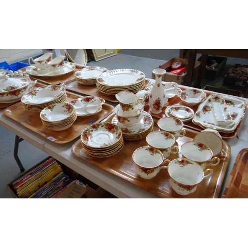 398 - Six trays of Royal Albert 'Old Country Roses' design English bone china to include: various plates, ... 