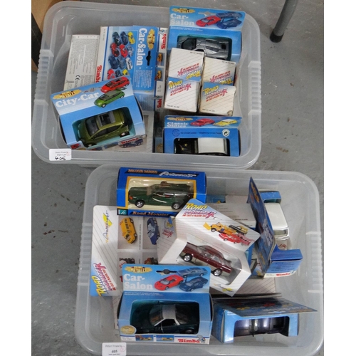 405 - Two boxes of assorted diecast model vehicles, to include: Mini Metals, Road Monster, Saloon Series, ... 