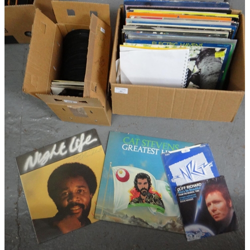 407 - Two boxes of vinyl records to include: LPs to include: 'Night Life' Bill Campbell with signed sleeve... 