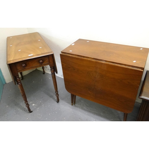 505 - Victorian mahogany Pembroke table together with a walnut drop leaf table.  (2)  (B.P. 21% + VAT)