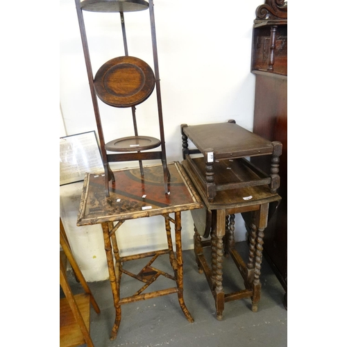 508 - Collection of furnishing items, to include: early 20th century Japanese bamboo side/conservatory tab... 