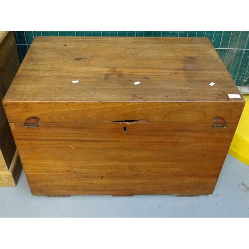 557 - 19th century mahogany campaign style trunk with metal carrying handles.  (B.P. 21% + VAT)