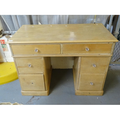 560 - Late Victorian pine kneehole desk with glass knob handles.  (B.P. 21% + VAT)