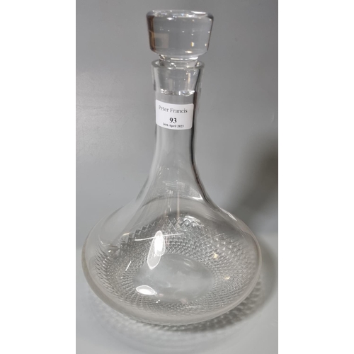 93 - John Rocha Waterford crystal glass decanter and stopper (modern).