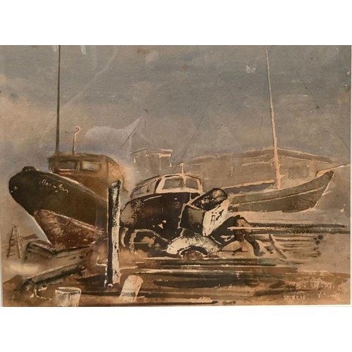 122 - Francis Alan Raubenheimer (South African born 1927), 'Boats Durban', signed.  Watercolours.  33x42cm... 