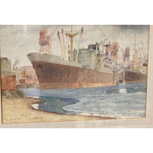 122 - Francis Alan Raubenheimer (South African born 1927), 'Boats Durban', signed.  Watercolours.  33x42cm... 