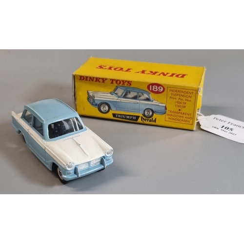 105 - Dinky Triumph Herald 189 in original box.  (B.P. 21% + VAT)