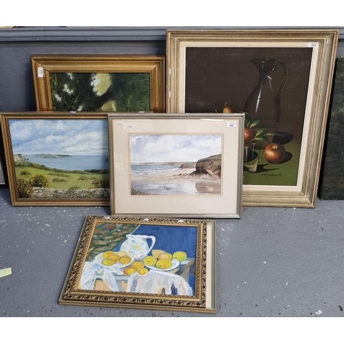 143 - Group of assorted furnishing pictures, watercolours, oil paintings etc.  Various. Framed  (6)   (B.P... 