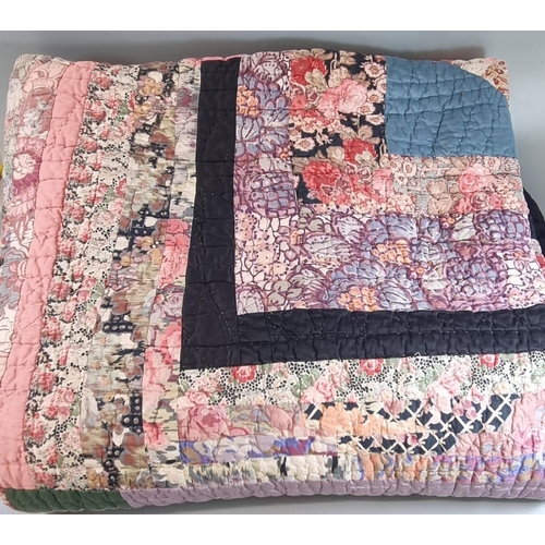 151A - Handmade antique cotton double sided patchwork quilt with diamond centre. 200 x 211cm approx.
(B.P. ... 