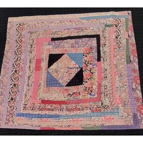 151A - Handmade antique cotton double sided patchwork quilt with diamond centre. 200 x 211cm approx.
(B.P. ... 